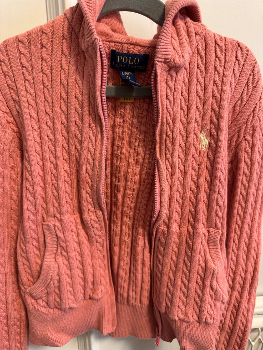 Polo Ralph Lauren Pink Cable-Knit Zip Hoodie
